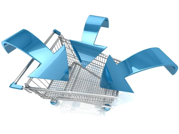 Shopping cart with arrow — Stock Photo, Image
