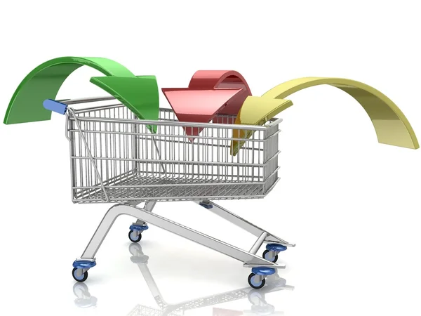 Shopping cart with arrow — Stock Photo, Image