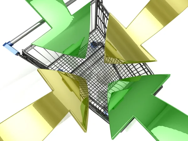 Shopping cart with arrow — Stock Photo, Image