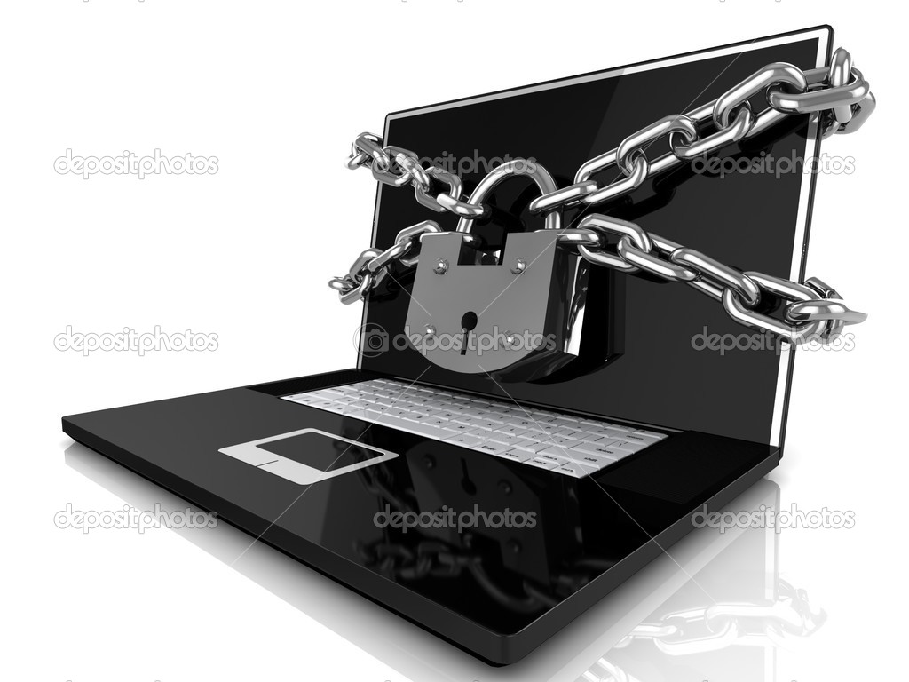 Laptop with lock and chain