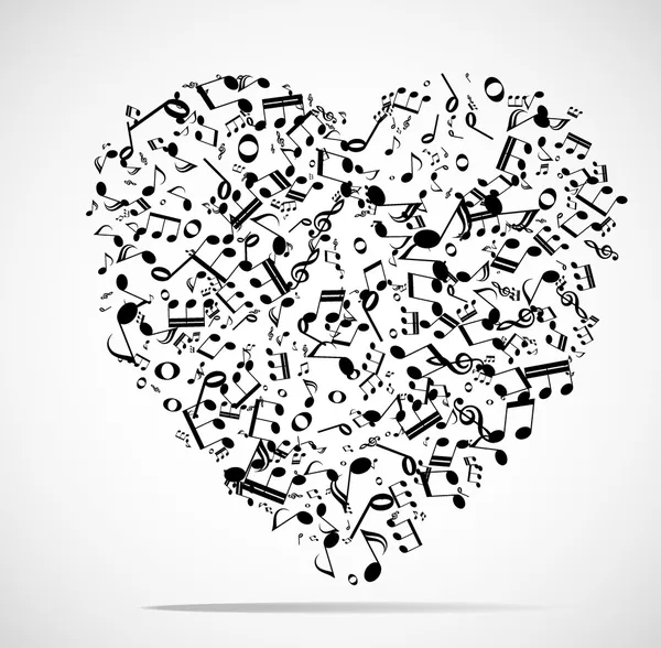 Abstract musical heart background — Stock Vector