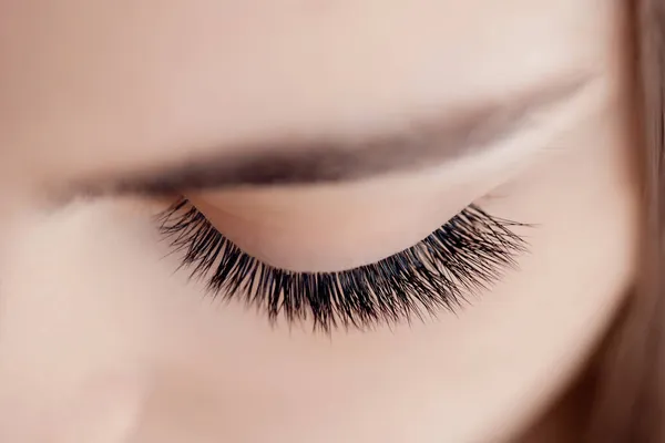 Procedura di estensione delle ciglia microblading per la donna degli occhi nel salone di bellezza — Foto Stock