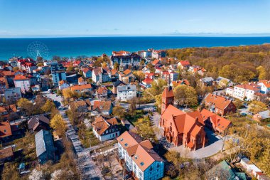 Panorama Havacılık şehri Zelenogradsk Kalininingrad Rusya Baltık Denizi yaz günü