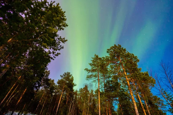 Arktická polární noc hvězdnatá obloha pozadí polární záře a severní osvětlení — Stock fotografie