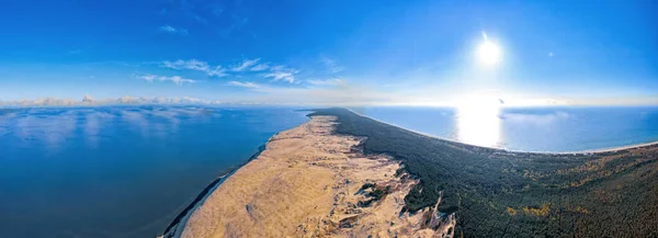 Panorama Curonian Spit from above Kalinrad Russia, airtop view of national park — 스톡 사진