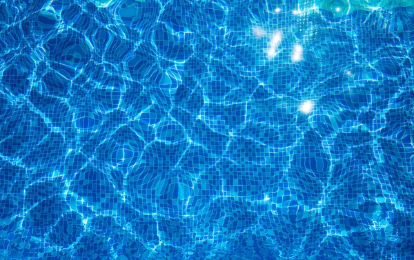 Top view blue ripped water in swimming pool with texture and refraction — Stock Photo, Image