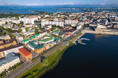 Tataristan Rusya 'sı Kazan cumhuriyetinin panoramik hava manzarası, Tatar yerleşimi