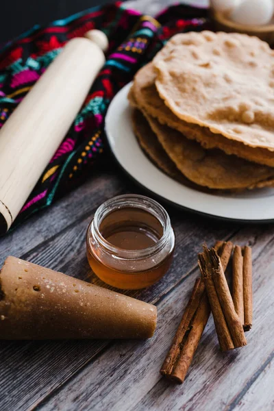 Ricetta Bunuelos Messicani Ingredienti Del Dessert Tradizionale Natale Messico — Foto Stock