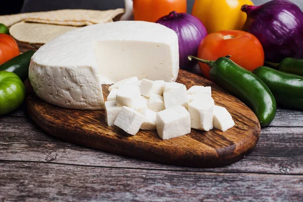 Queso Panela Blanco Mexicano Con Ingredientes Frescos México América Latina —  Fotos de Stock