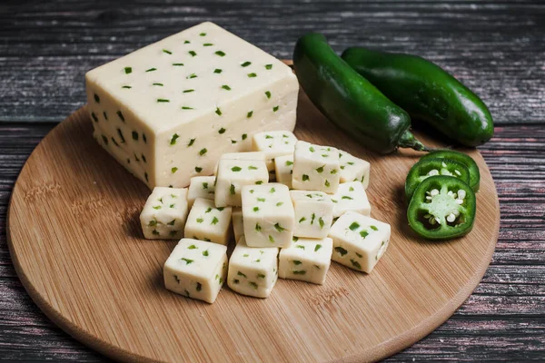 Mexican Chihuahua cheese with jalapeo or mennonite spicy cheese from Mexico Latin America