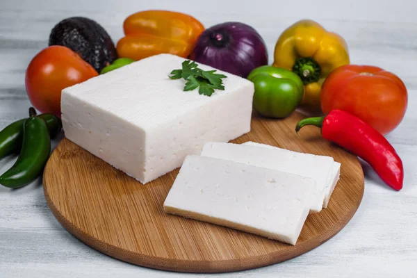 Queso Panela Blanco Mexicano Con Ingredientes Frescos México América Latina — Foto de Stock