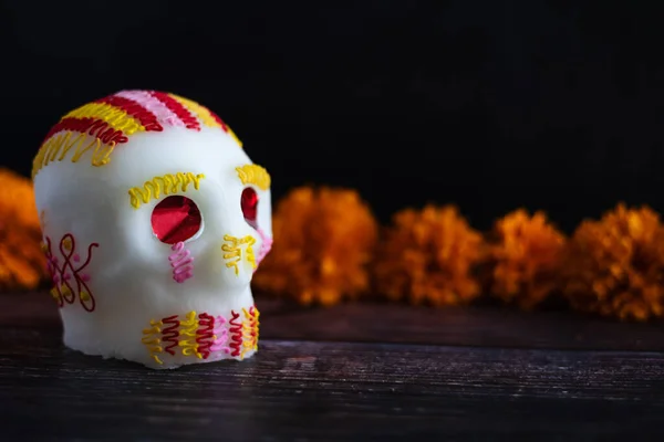 Мексиканский Сахарный Череп Традиционный Дня Мертвых Мексике — стоковое фото