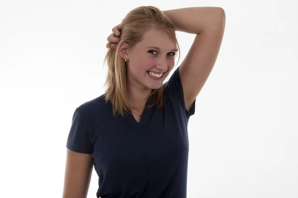 Vrolijke blond tienermeisje — Stockfoto