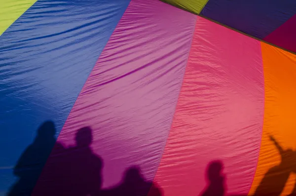 Shadows of on fabric of hot air balloons — Stock Photo, Image