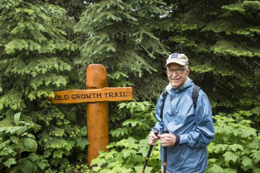 Senior active man hiking clipart