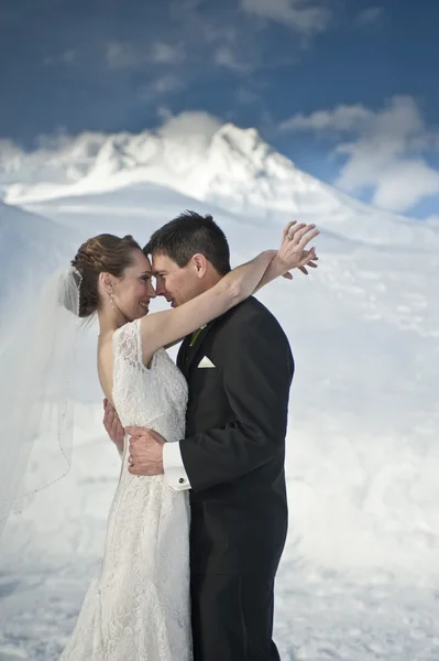 雪の冬の結婚式 — ストック写真