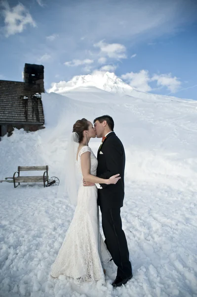 雪の冬の結婚式 — ストック写真