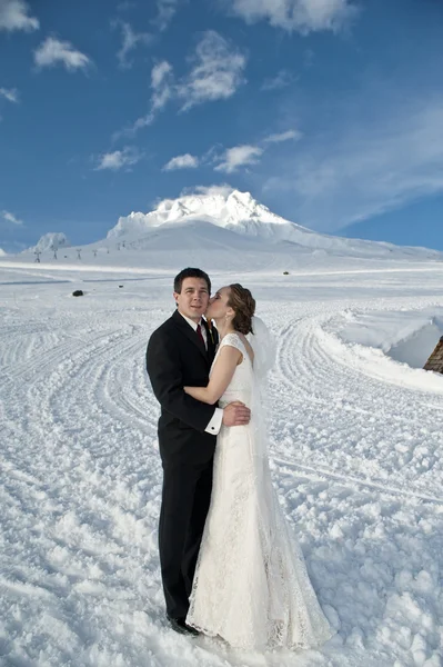 Зимове весілля на снігу — стокове фото