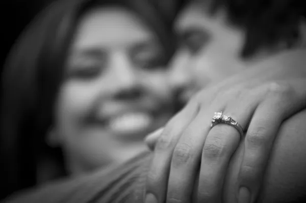 Engaged couple embracing — Stock Photo, Image