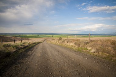 Çiftlik arazisi boyunca çakıl yolu