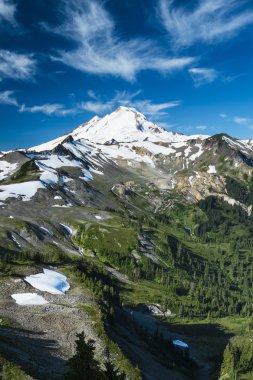 yüksek cirrus bulutlar altında baker karlı Dağı