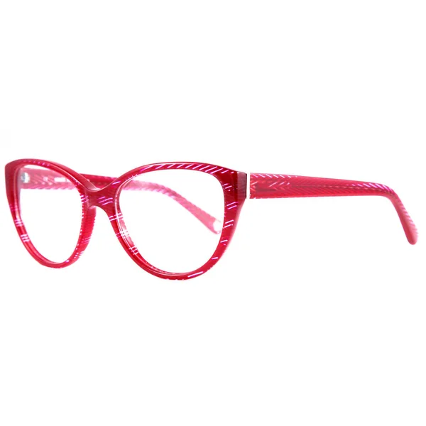 Solglasögon Och Glasögon För Syn Röda Ramar Röda Glasögonbågar Vit — Stockfoto
