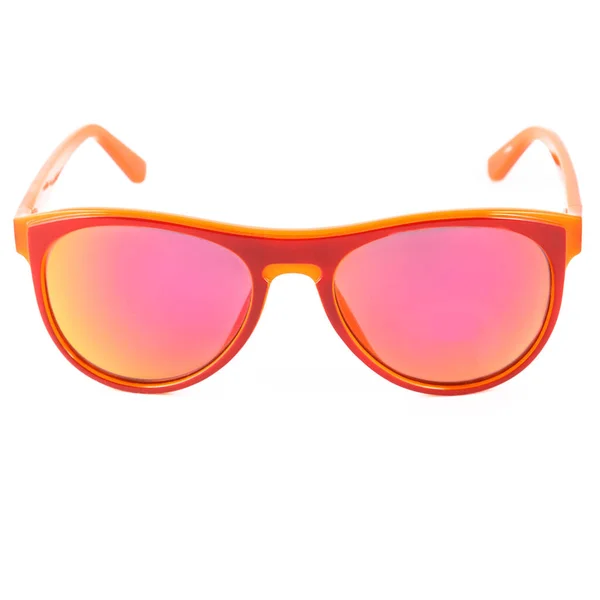 Kırmızı Çerçeveli Güneş Gözlükleri Görüş Gözlükleri Beyaz Arkaplanda Kırmızı Gözlük — Stok fotoğraf