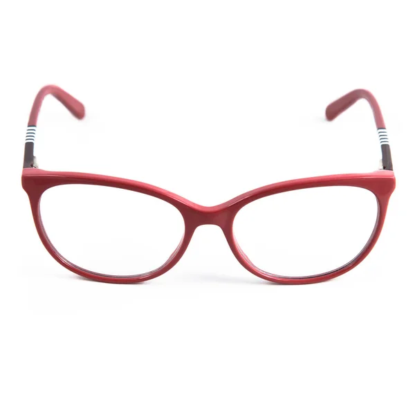 Czerwone Ramki Białym Tle Okulary Przeciwsłoneczne Okulary Widzenia Czerwonych Ramkach — Zdjęcie stockowe