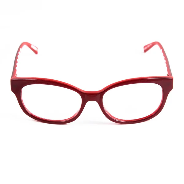 Beyaz Arka Planda Kırmızı Gözlük Çerçeveleri Kırmızı Çerçeveli Güneş Gözlükleri — Stok fotoğraf