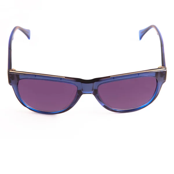 Blauwe Zonnebril Frames Witte Achtergrond Zonnebrillen Brillen Voor Het Zicht — Stockfoto