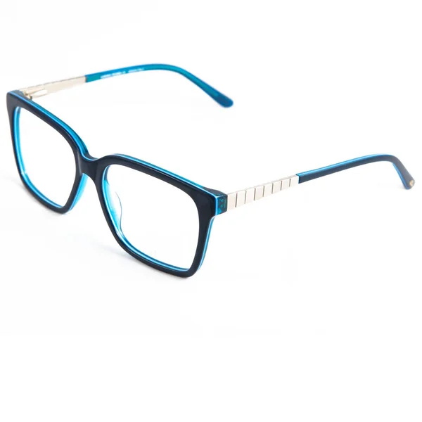 Frames Glasses Blue White Background Eyeglasses Blue Frames — Fotografia de Stock