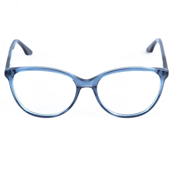 Frames Glasses Blue White Background Eyeglasses Blue Frames — Zdjęcie stockowe