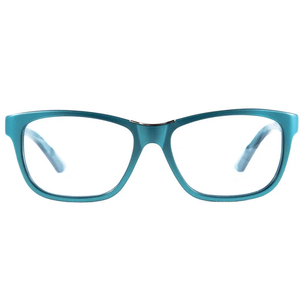 Keretei Szemüveg Kék Egy Fehér Háttér Szemüveg Kék Keretben — Stock Fotó