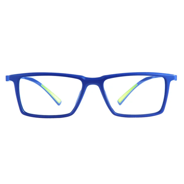 白色背景上的蓝色镜框 蓝色镜框的眼镜 — 图库照片