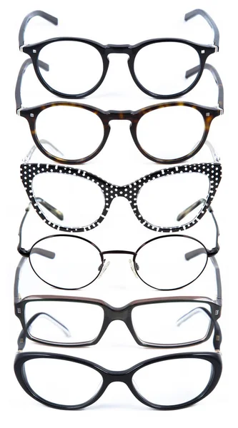 Collage Eyeglass Frames White Background Glasses White Background Collage — стоковое фото