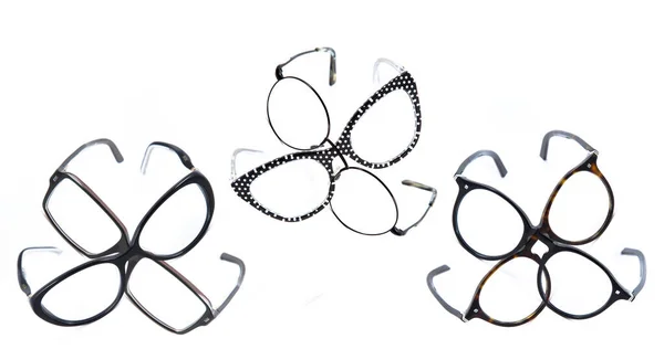 Collage Eyeglass Frames White Background Glasses White Background Collage — Stockfoto