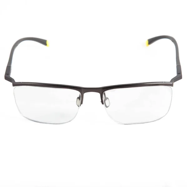 白い背景のメガネフレーム 白を基調としたスタイリッシュな額装のメガネ — ストック写真