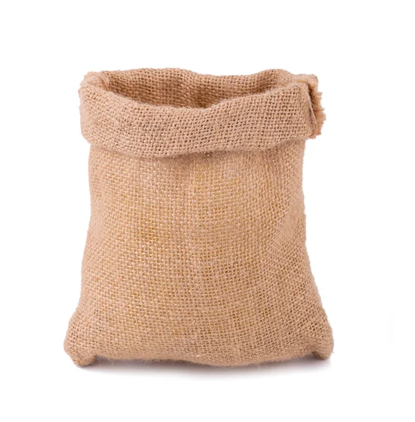 Empty burlap sack bag isolated on white background — Stock Photo, Image