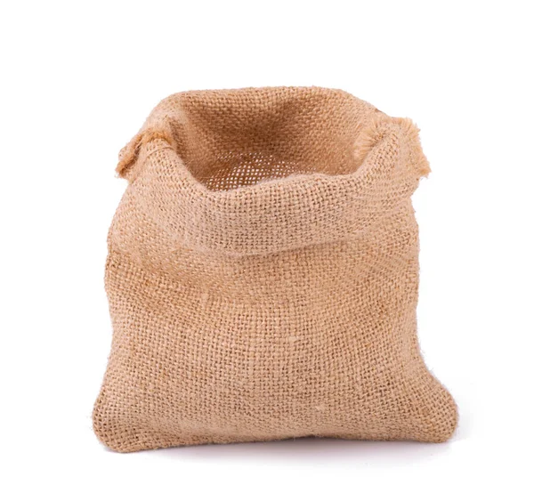 Empty burlap sack bag isolated on white background — Stock Photo, Image