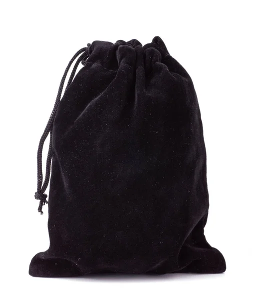 Fekete ékszer táska táska elszigetelt fehér háttér — Stock Fotó