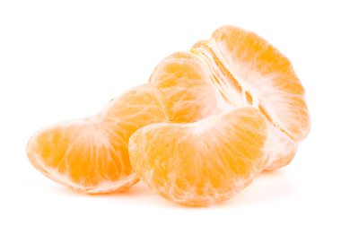Ripe tasty slices of mandarin tangerine or orange isolated on white background