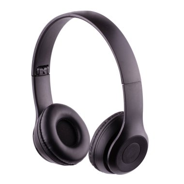 Siyah kulaklıklar beyaz arkaplanda izole edildi