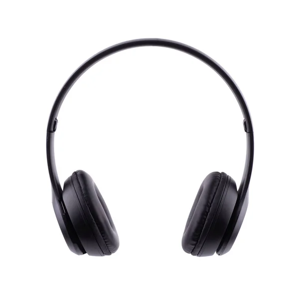 Černá audio sluchátka izolované na bílém pozadí — Stock fotografie
