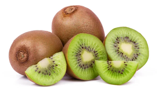 Köstliche Scheiben Geschnittene Reife Kiwi Früchte Isoliert Auf Weißem Hintergrund Stockbild