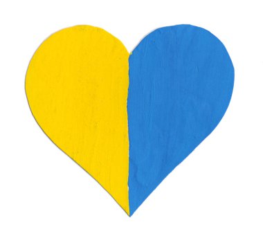 heart with Ukrainian flag isolated on white background.