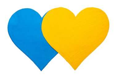 heart with Ukrainian flag isolated on white background.
