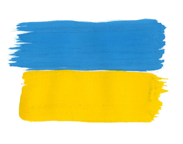 Painted Yellow Blue Ukrainian Flag Isolated White Background — Stock Photo, Image