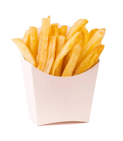 French Fries Paper Wrapper Isolated White Background Stock Picture