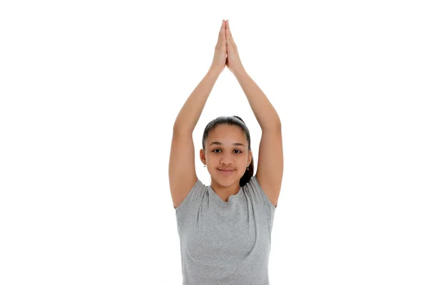 Девушка в позе йоги — стоковое фото