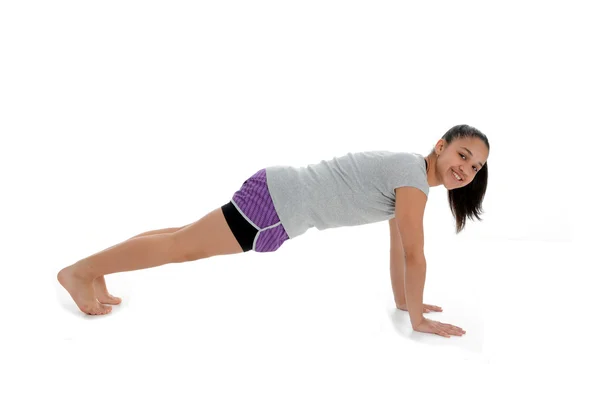 Flicka i Yoga pose — Stockfoto